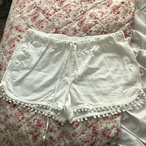 J Crew White Pom Pom Shorts